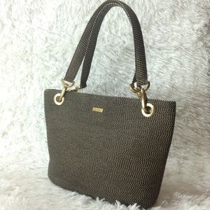 Eric Javits Black and Gold Woven Tote Bag